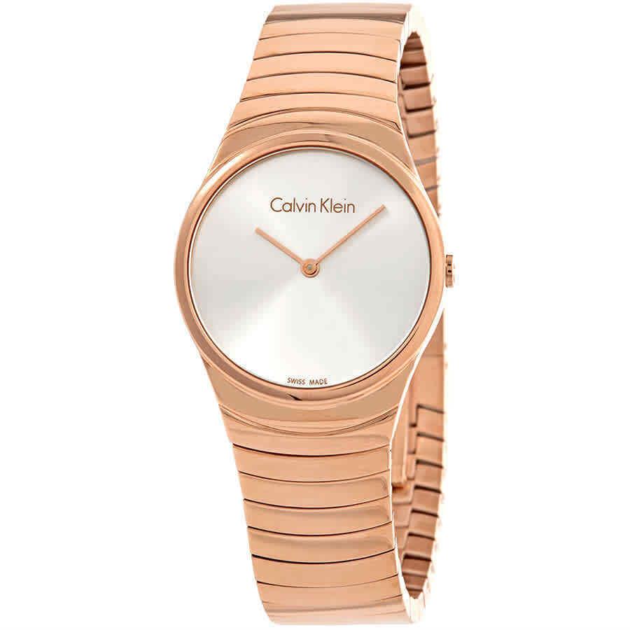 Calvin Klein K8A23646 Whirl Quartz Silver Dial Rose Gold-tone Women's Watch Calvin Klein K8A23646 Whirl Quartz Silver Dial Rose Gold-tone Women's Watch